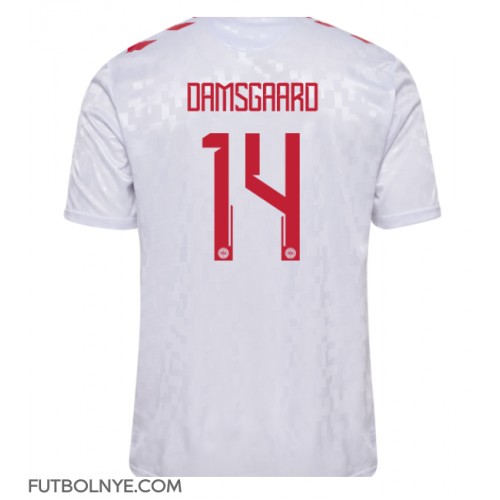 Camiseta Dinamarca Mikkel Damsgaard #14 Visitante Equipación Eurocopa 2024 manga corta